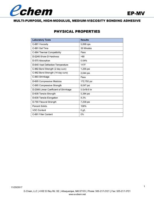 EP-MV Physical Properties