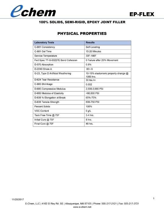 EP-FLEX Physical Properties