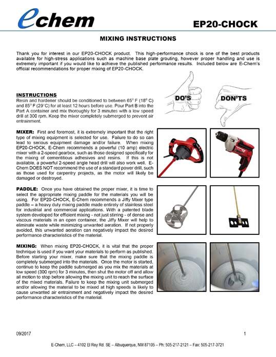 EP20-CHOCK Mixing Instructions