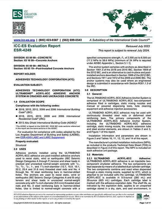 ULTRABOND® ACRYL-8CC ICC Report