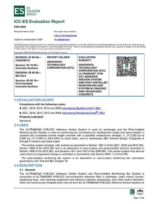 ULTRABOND® HYB-2CC ICC Report