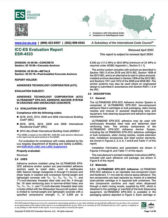 ULTRABOND® EPX-3CC ICC Report