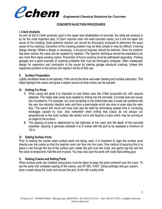 E-Chem Injection Procedures
