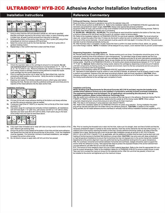 ULTRABOND® HYB-2CC Adhesive Anchor Installation Instructions