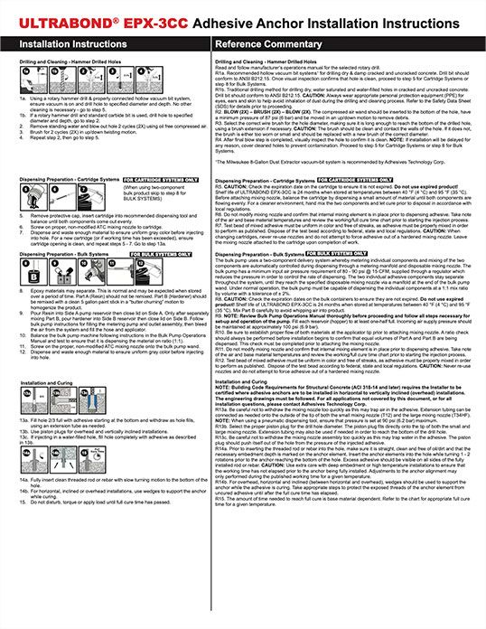 ULTRABOND® EPX-3CC Adhesive Anchor Installation Instructions