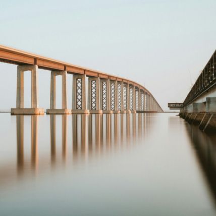 A bridge in a large body of water