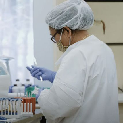 a woman in a lab