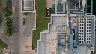 Aerial view of air conditioning units on roof