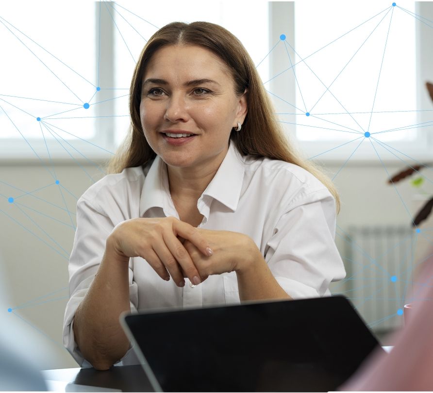 A woman in an office